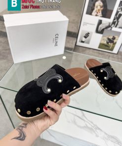 Sục CELINE siêu cấp màu đen logo nổi bật chế tác từ da bê cao cấp