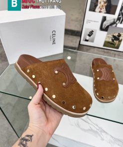 Sục CELINE siêu cấp màu nâu logo nổi bật chế tác từ da bê cao cấp