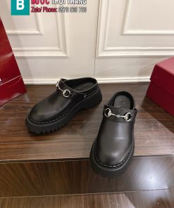 Sục GUCCI quai ngang da bò màu đen cao cấp đế cao su đàn hồi vượt trội