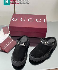Sục GUCCI quai ngang da lộn màu đen cao cấp đế cao su đàn hồi vượt trội