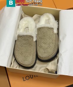 Sục LV lông cừu cao cấp màu be nâu mềm êm ấm áp