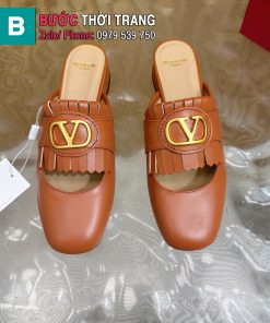 Sục VALENTINO cao cấp màu nâu logo vàng sáng sang trọng đế cao 2,5cm