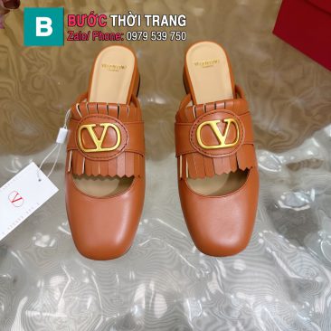 Sục VALENTINO cao cấp màu nâu logo vàng sáng sang trọng đế cao 2,5cm
