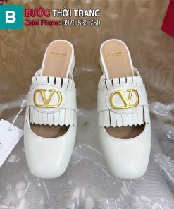 Sục VALENTINO cao cấp màu trắng logo vàng sáng sang trọng đế cao 2,5cm