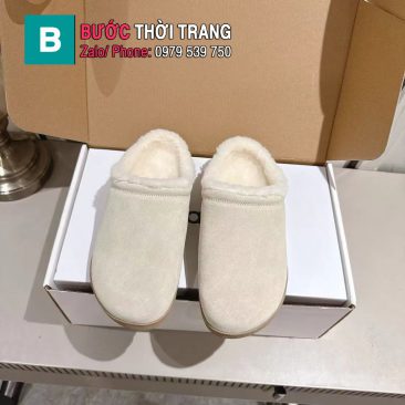 Dép lông cừu ALO màu be trắng mềm êm ấm áp đế cao su bền bỉ