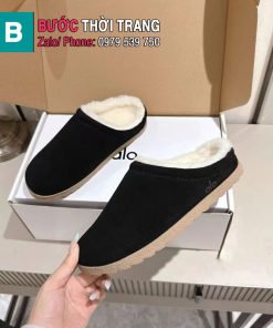 Dép lông cừu ALO màu đen mềm êm ấm áp đế cao su bền bỉ
