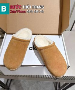 Dép lông cừu ALO màu nâu mềm êm ấm áp đế cao su bền bỉ