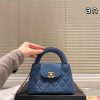  Túi xách CN Kelly màu xanh coban da lộn size 20x12 cm