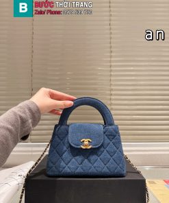  Túi xách CN Kelly màu xanh coban da lộn size 20x12 cm