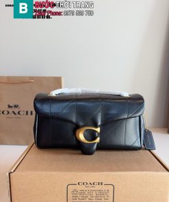 Túi xách COACH Soft Tabby màu đen tag vàng da bò mềm mịn size 25 cm