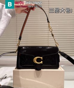 Túi xách COACH tabby màu đen da bóng size 26x15 cm tag vàng sang trọng