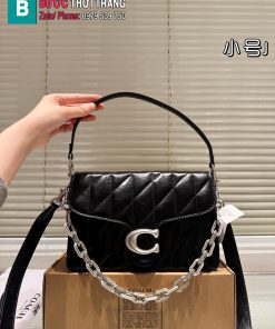 Túi xách COACH chain tabby màu đen tag bạc size 26x16 cm da nhám mềm mịn