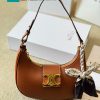 Túi xách Celine ava triomphe màu nâu da mềm hình bán nguyệt size 23 cm
