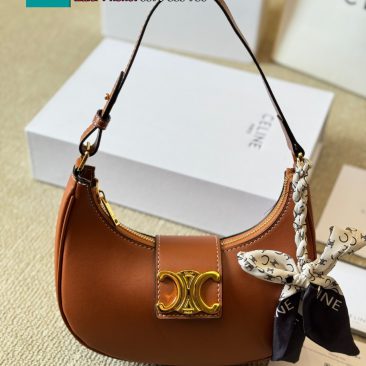Túi xách Celine ava triomphe màu nâu da mềm hình bán nguyệt size 23 cm