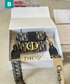 Túi xách Dior Box màu đen khóa vàng dây đeo chéo bản to sang trọng size 19x13 cm