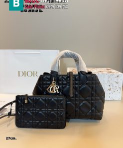 Túi xách cầm tay Dior Toujour màu đen da mềm size 27x14x19 cm tag vàng