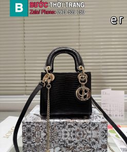 Túi xách đeo chéo Dior lady size 17 cm màu đen tag vàng da mềm mịn