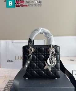  Túi xách Dior lady màu đen ô trám size 17cm và 20 cm tag bạc sang trọng