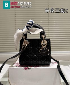 Túi xách đeo chéo Dior*lady nhiều màu size 17 cm tag vàng bắt mắt, túi ô trám