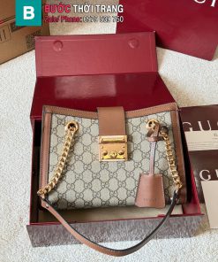 Túi xách Gucci padlock màu nâu size 25 cm da canvas tag vàng sáng bắt mắt