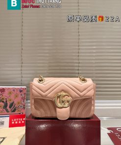 Túi xách nữ Gucci marmont màu be hồng cao cấp size 22 cm da bò cao cấp
