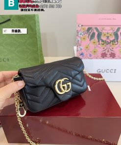 Túi xách nữ Gucci marmont màu đen size 16,5x5x10 cm da mềm tag vàng logo nổi bật