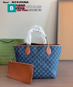 Túi xách Gucci tote màu xanh đậm size 21 cm và 3o cm có ngăn lớn rộng