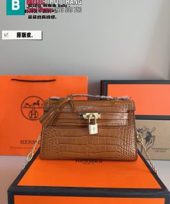 Túi xách nữ HM Kelly nhiều màu dập vân da cá sấu size 22cm