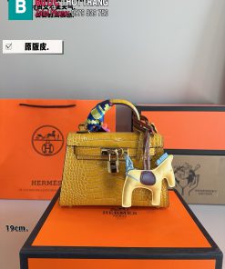 Túi xách nữ HM Kelly nhiều màu dập vân da cá sấu size 19 cm