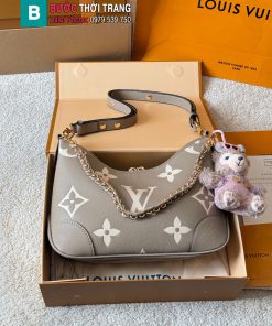Túi xách LV Boulogne màu ghi nâu size 27 cm kèm gấu bông xinh xắn