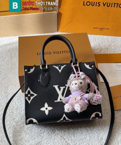 Túi xách LV onthego màu đen size 25 cm kèm gấu bông xinh xắn