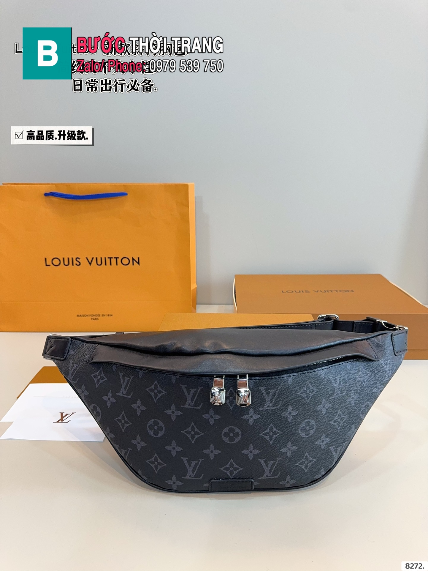 Túi xách LV bao tử màu ghi đen size 28x17 cm