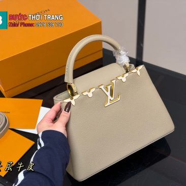 Túi xách nữ Lv capucines màu nâu be size 27x18 cm phong cách thanh lịch chất da bò cao cấp