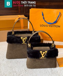 Túi xách Lv capucines màu nâu rêu size 20 cm và 27 cm tag vàng sang trọng tinh tế