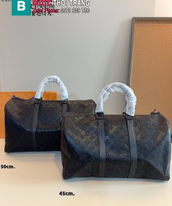 Túi xách LV keepall màu đen size 45cm và 50 cm da mềm chuẩn form logo in chìm sang trọng