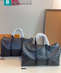 Túi xách LV keepall màu ghi đen size 45cm và 50 cm da mềm chuẩn form họa tiết ô vuông sang trọng