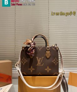 Túi xách LV Onthego màu nâu lót đỏ size 25 cm kèm ví tròn