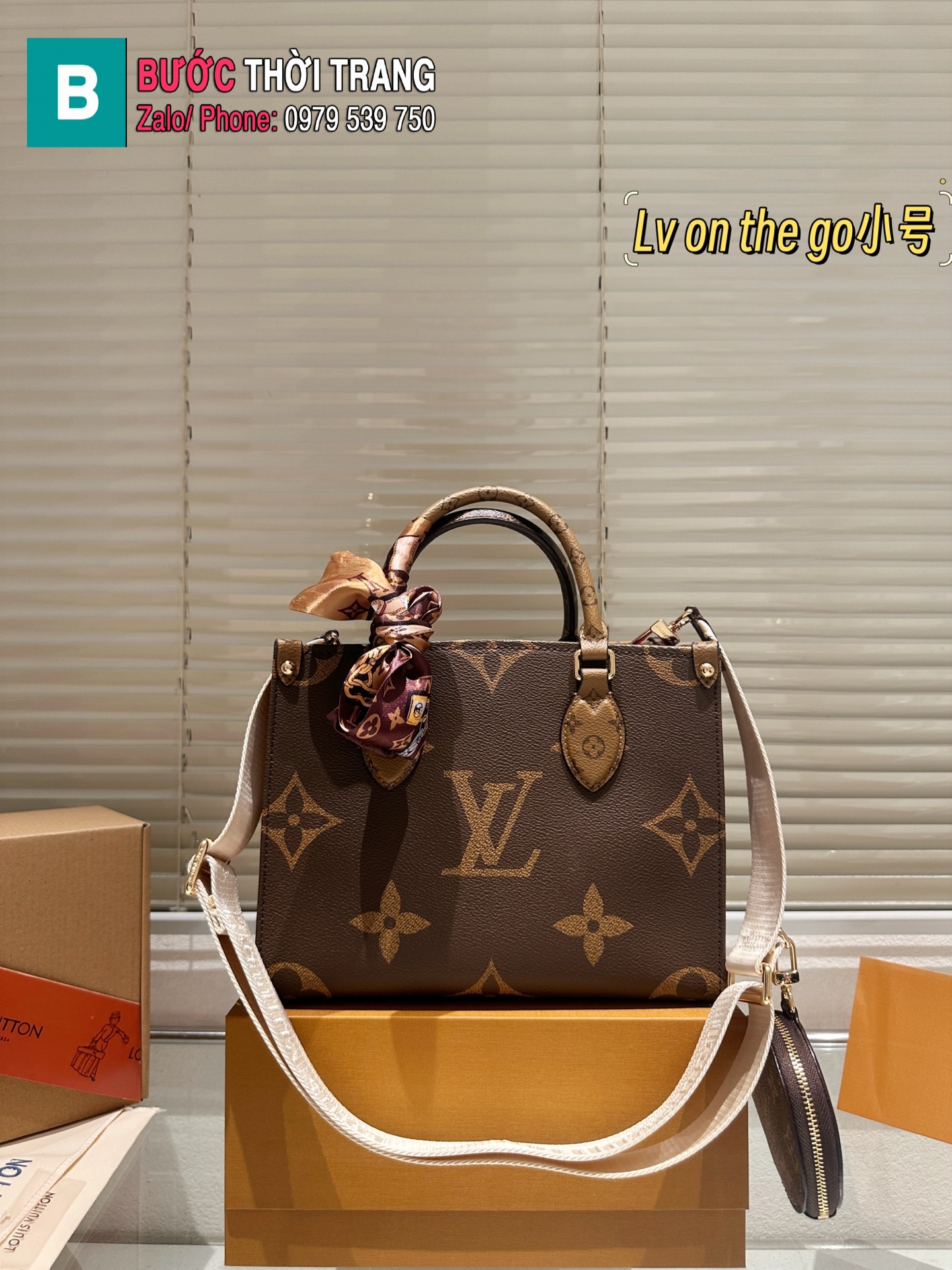 Túi xách LV Onthego màu nâu lót đỏ size 25 cm kèm ví tròn