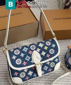 Túi xách đeo chéo LV màu xanh size 28 cm họa tiết monogram nổi bật