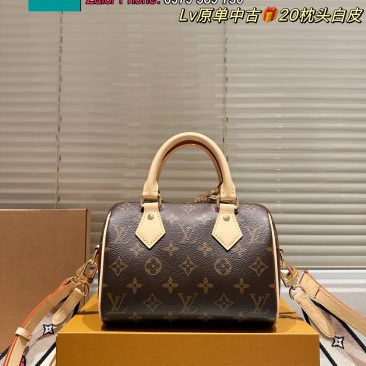 Túi xách đeo chéo LV speedy màu nâu họa tiết monogram size 20 cm dây đeo chéo bản to cá tính