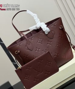 Túi xách Lv never full màu đỏ đô da bò sang trọng size 32x28 cm