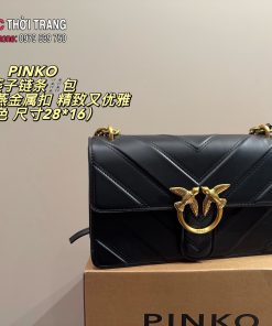Túi xách nữ PINKO màu đen size 28x16 cm họa tiết chim én đặc sắc