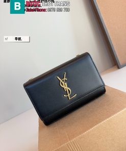 Túi xách YSL Kate màu đen tag vàng size 20 cm da trơn mịn