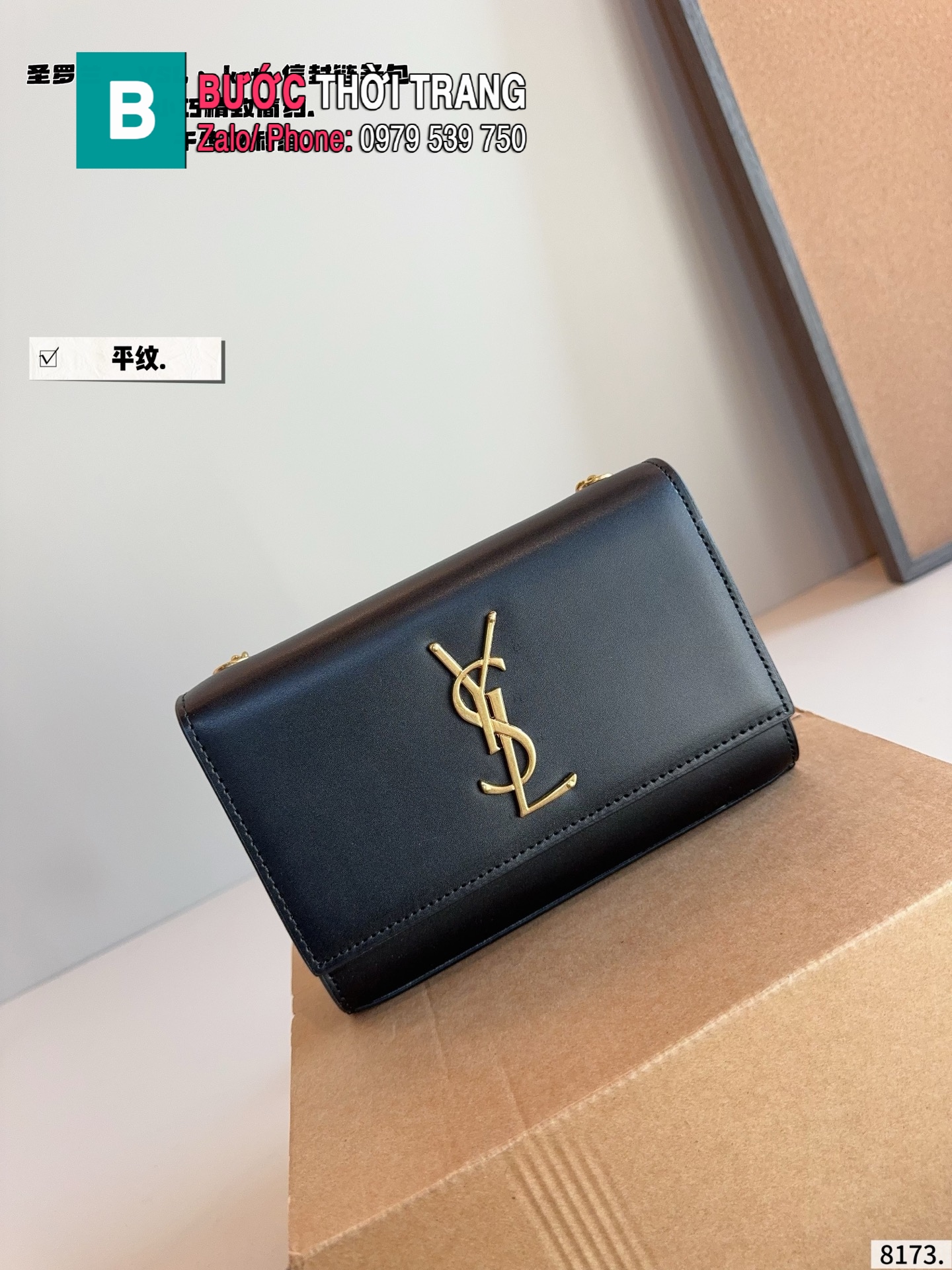 Túi xách YSL Kate màu đen tag vàng size 20 cm da trơn mịn