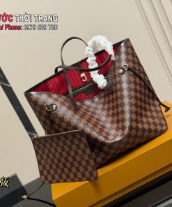 Túi xách LV neverfull màu nâu lót đỏ size 32x28 cm da mềm mịn