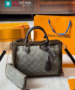 Túi xách cầm tay LV speedy màu nâu lót lông mềm êm size 30 cm