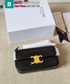 Túi xách Celine triomphe màu đen da trơn mịn tag vàng bắt mắt size 20,5x10,5x4cm