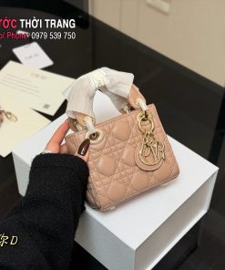 Túi xách đeo chéo Dior mini nhiều màu size 13x11 cm nhỏ xinh dây đeo vàng sáng nổi bật