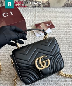 Túi xách đeo chéo GUCCI Marmont màu đen tag vàng size 17x14 cm kiểu dáng hiện đaị