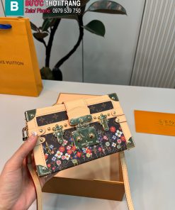 Túi xách đeo chéo LV Petite Malle màu nâu họa tiết hoa nhiều màu đặc sắc size 20x12 cm